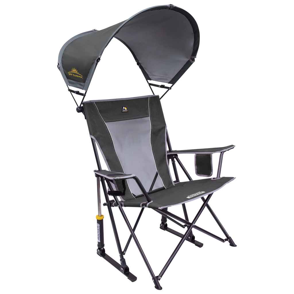 Heavy-Duty Freestyle SunShade Rocker - Choice 550 - RoadTrip Rocker Smooth Motion Camp Chair - Pewter