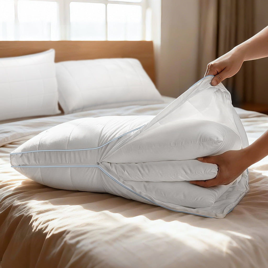 Ergonomic Memory Foam Cooling Adjustable Pillow, Luxury Queen Size Bed Pillows Hotel Collection - Soft Firm Pillows for bed - Orthopedic Shredded Foam Bed Pillow Set Detail