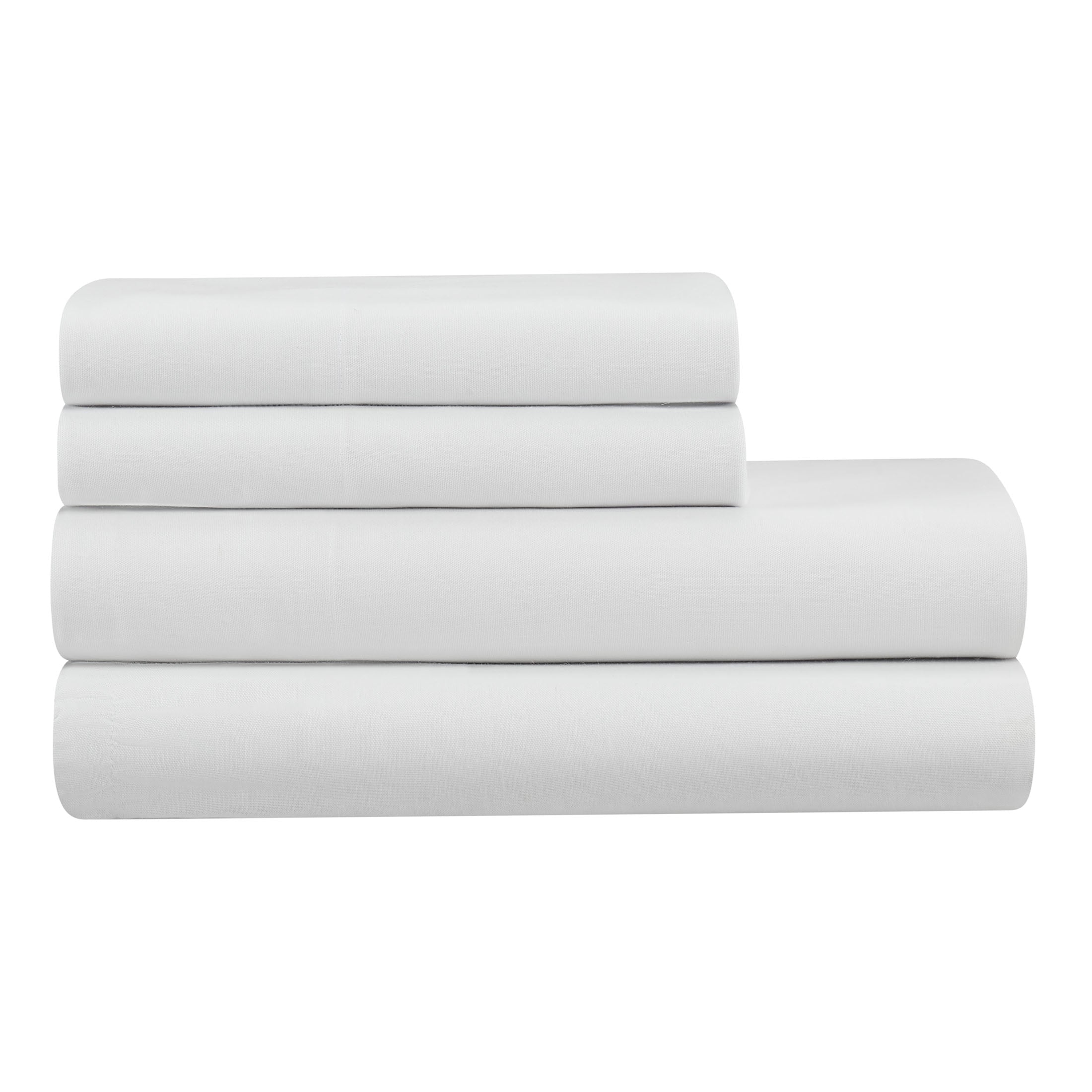 Breathable Luxury 4-Piece White Lyocell & Linen Blend Percale Bed Sheet Set, Queen - Luxury Bed Sheet Set with Deep Pockets Detail