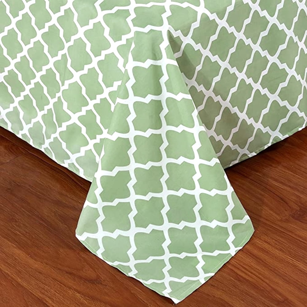 Cooling Sateen Quatrefoil Bed Sheet Set (King, Sage/White) 4 Piece Deep Pocket 1800 Series Microfiber Bed Sheet Set Contains 1 Fitte... - Premium Ultra-Soft Pillowcase Pair for Sleeping Detail