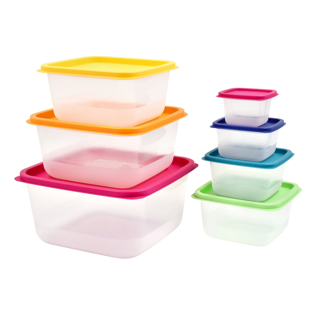 Whimsical Doughnut Plastic Rainbow Food Storage Set, Multi Color, 14 Count, Best Used for Leftover Storage and Reheating - Squishy Dohnut Sweet Treat Shaped Stress Toy Detail