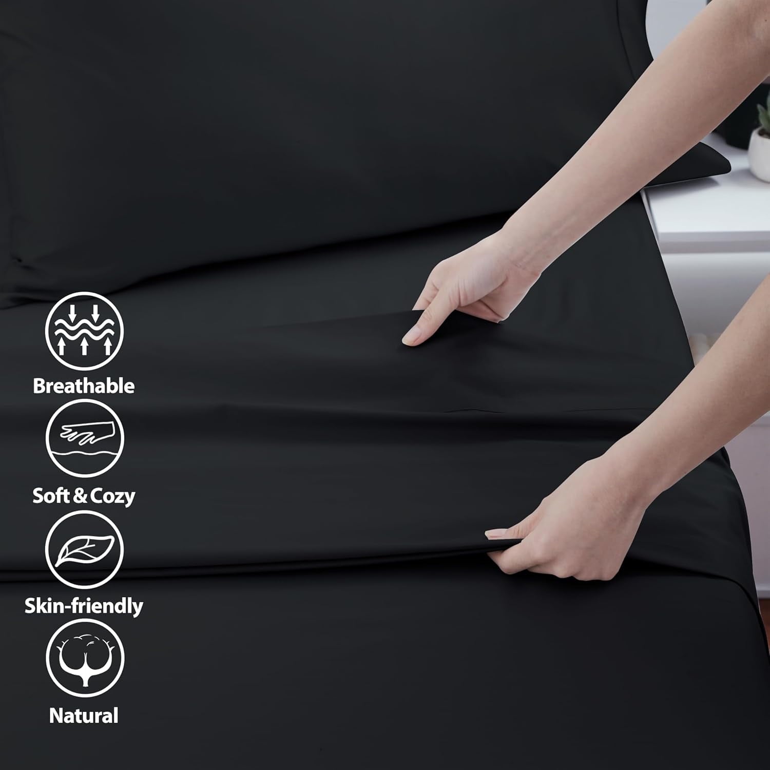Breathable Luxury Sheet Only, 600 Thread Count 100% Egyptian Top Sheet 1Pcs, Cool & Breathable Bed Sheets Wrinkle, Fade, Stain Resistan... - Premium Ultra-Soft Pillowcase Pair for Sleeping Detail