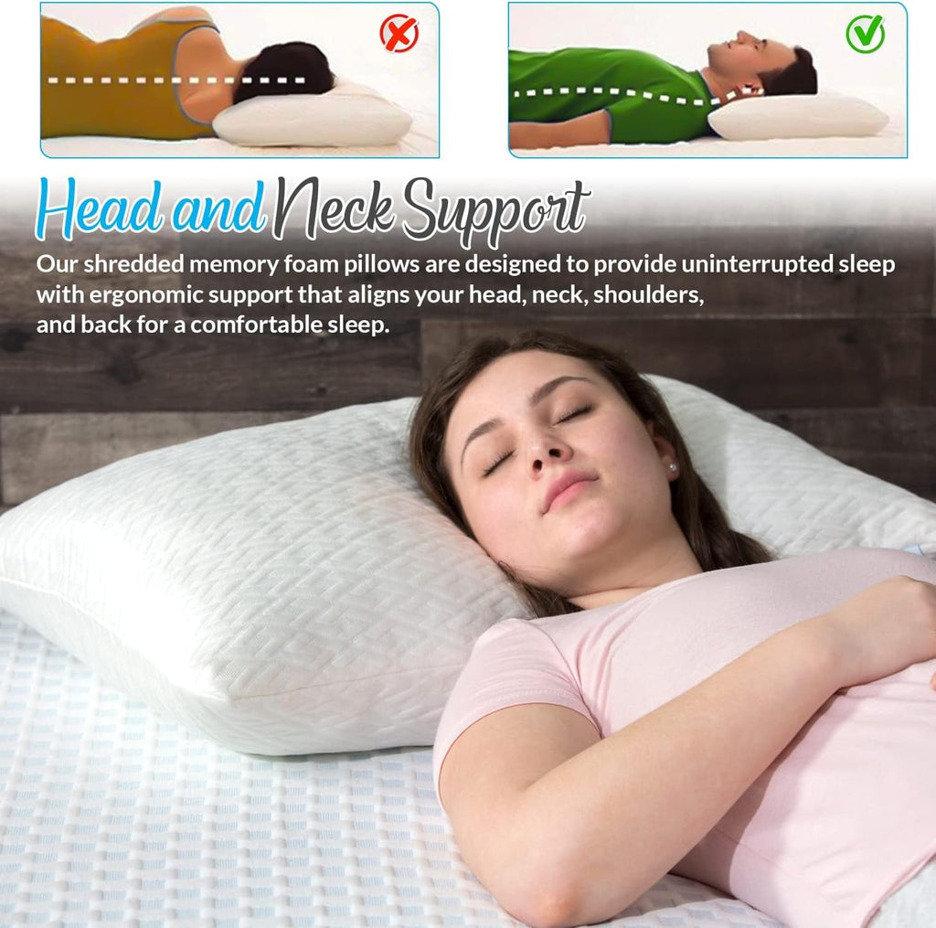 Orthopedic Support King Size Bamboo Pillow, Memory Foam Bed Pillows with Washable Pillowcases, King (1 Pack) - Ergonomic Memory Foam Pillow for Neck Pain Support Detail