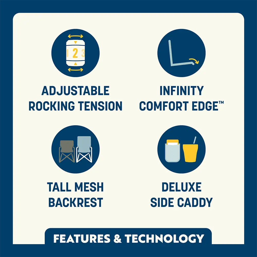 Heavy-Duty Freestyle Adjustable Rocker - Choice 573 - Patented Spring-Action Rocking Chair for Camping Detail