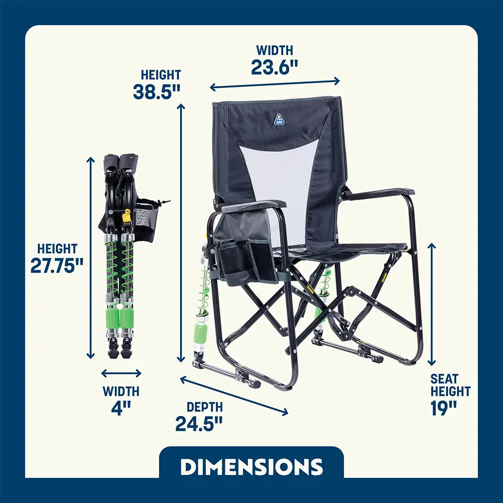 Heavy-Duty Freestyle Adjustable Rocker - Choice 573 - Patented Spring-Action Rocking Chair for Camping Detail