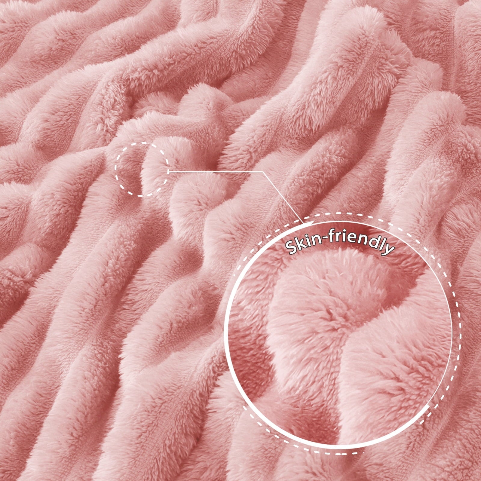 Decorative Knitted Fleece Throw Blanket for Couch, Super Soft 3D Striped Jacquard Blanket, Lightweight Fuzzy Cozy Blankets, Pink, 50"x60" - Cozy Fleece Throw Blanket for Couch & Bed Detail