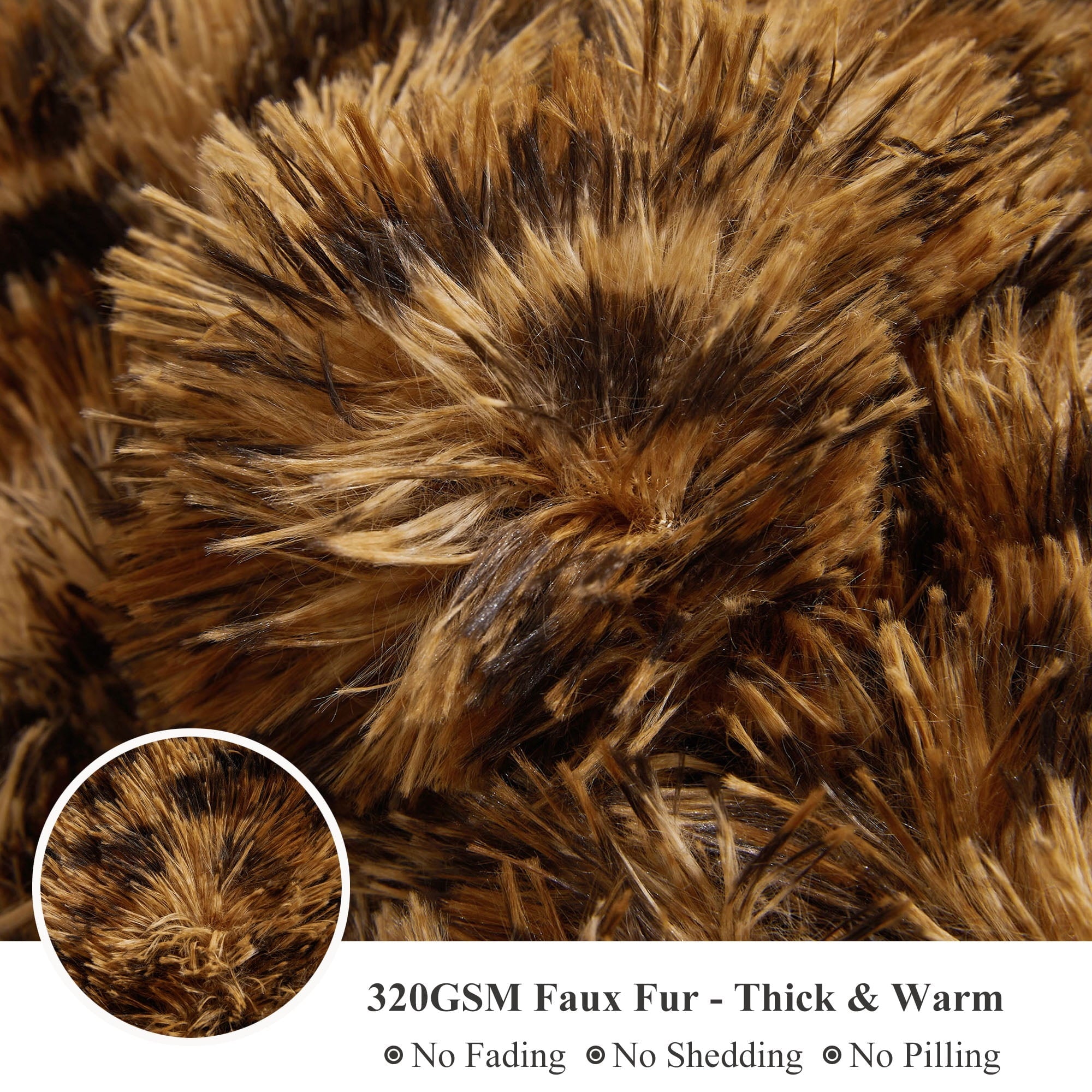 Decorative Knitted Luxury Faux Fur Leopard Print Throw, Soft 50x60 Cheetah Print Fluffy Blanket, Shaggy Plush Decorative Couch Throw, Cu... - Lightweight Plush Warm Blanket for All Seasons Detail