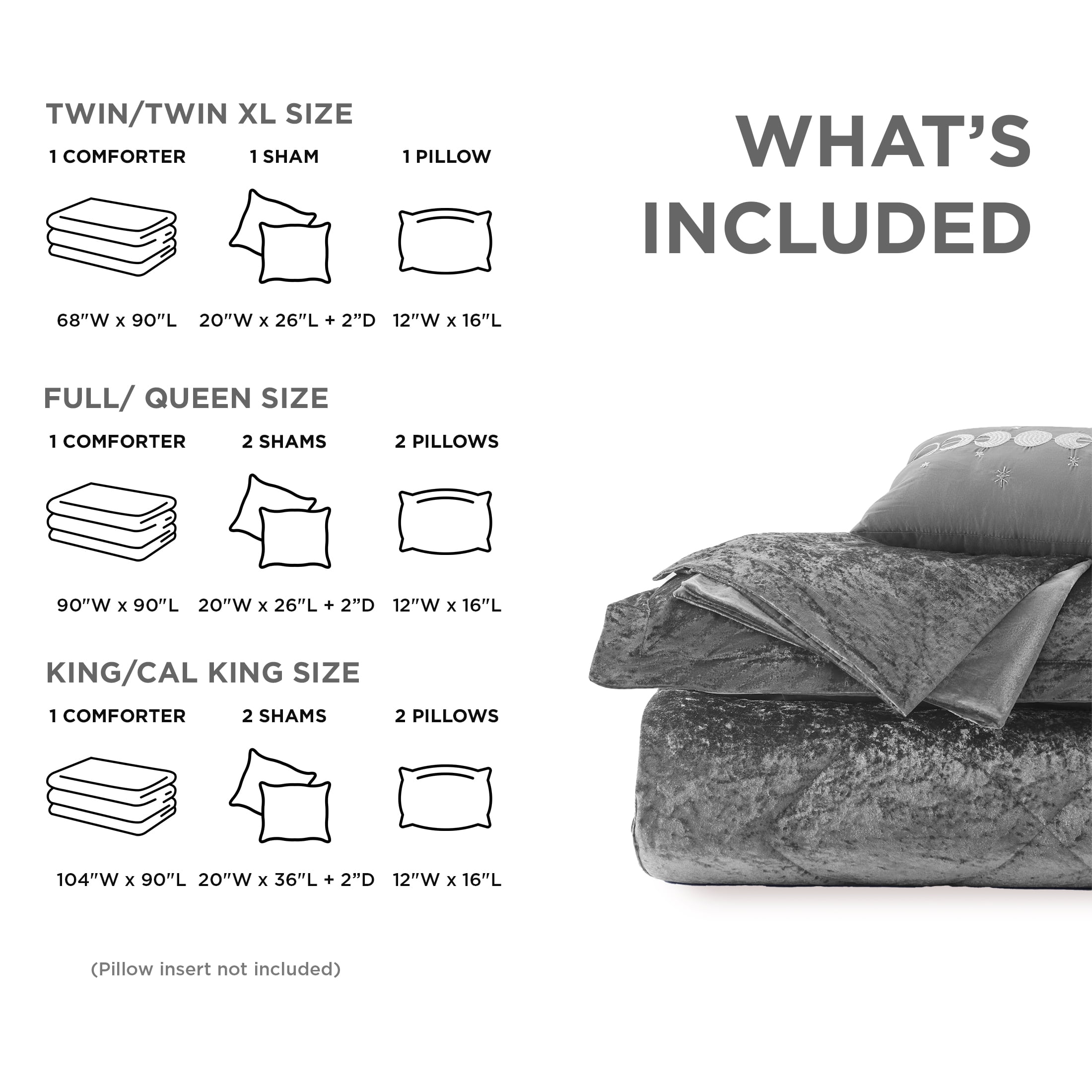 Heavyweight Warmth King/Cal King Size Comforter Sets, Velvet Bedding Comforter Set for All Seasons, Grey Bedding Set with Decor Pillow, ... - Cloud-Like Soft Lightweight Bed Comforter Detail