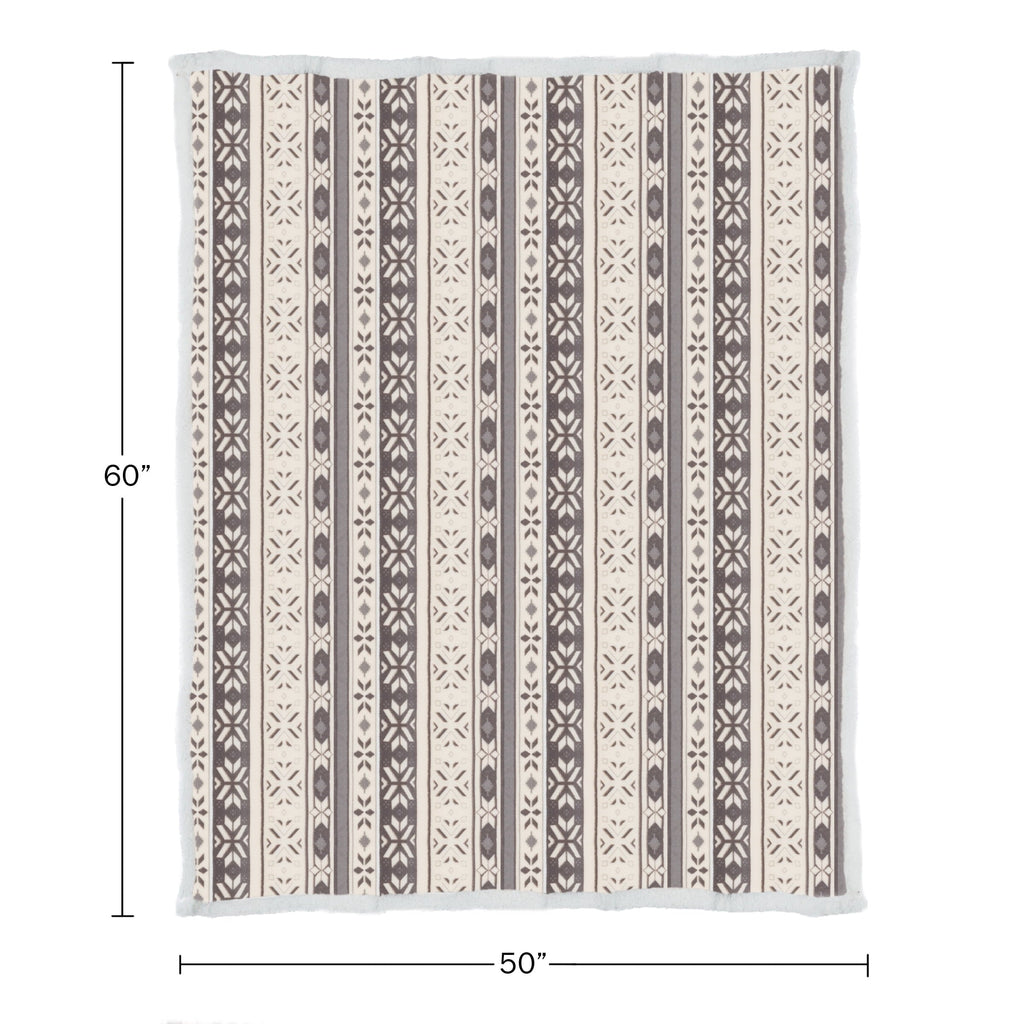 Cozy Fleece 50x60-Inch Machine Washable Fleece Blanket with Snowflakes - Super Soft Reversible Sherpa Flannel Blanket Detail