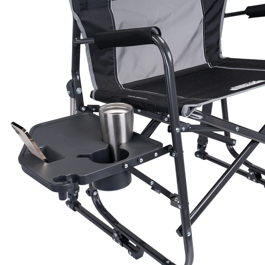 Luxury Camp Freestyle Rocker XL with Side Table - Choice 836 - Patented Spring-Action Rocking Chair for Camping Detail