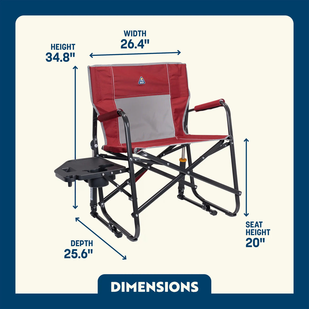 Luxury Camp Freestyle Rocker XL with Side Table - Choice 836 - Patented Spring-Action Rocking Chair for Camping Detail