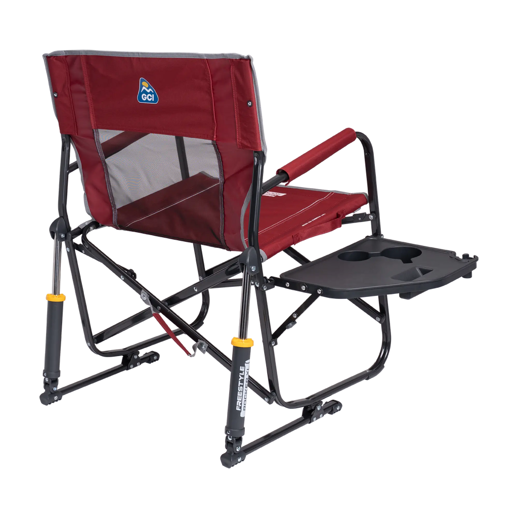 Luxury Camp Freestyle Rocker XL with Side Table - Choice 836 - Patented Spring-Action Rocking Chair for Camping Detail