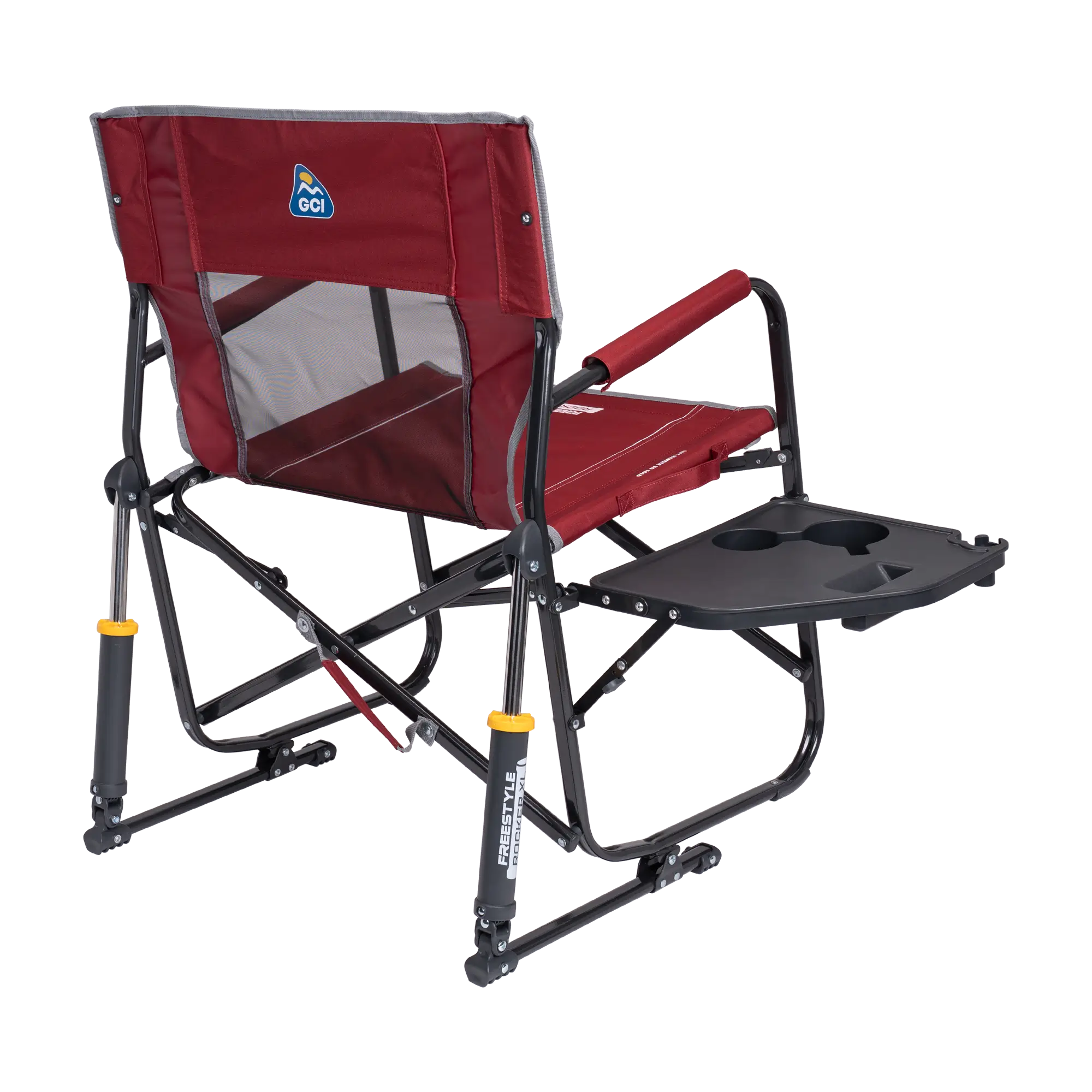 Luxury Camp Freestyle Rocker XL with Side Table - Choice 836 - Patented Spring-Action Rocking Chair for Camping Detail