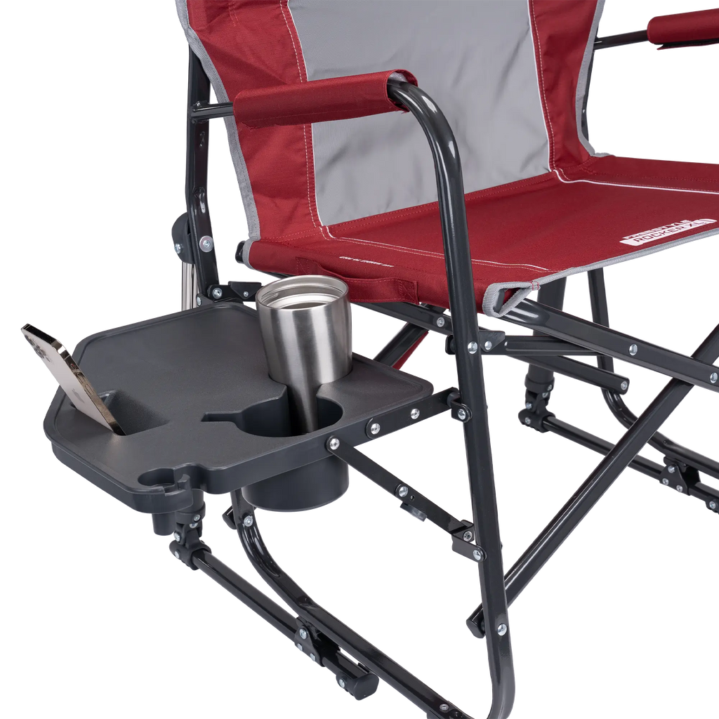 Luxury Camp Freestyle Rocker XL with Side Table - Choice 836 - Patented Spring-Action Rocking Chair for Camping Detail