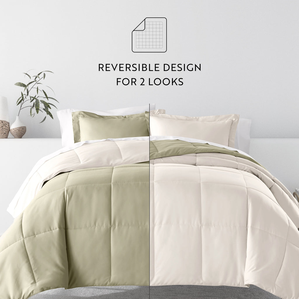 Hypoallergenic Cloud 5 Piece Bedding Bundle, Reversible Comforter and Patterned Sheet Set, Twin - Cloud-Like Soft Lightweight Bed Comforter Detail