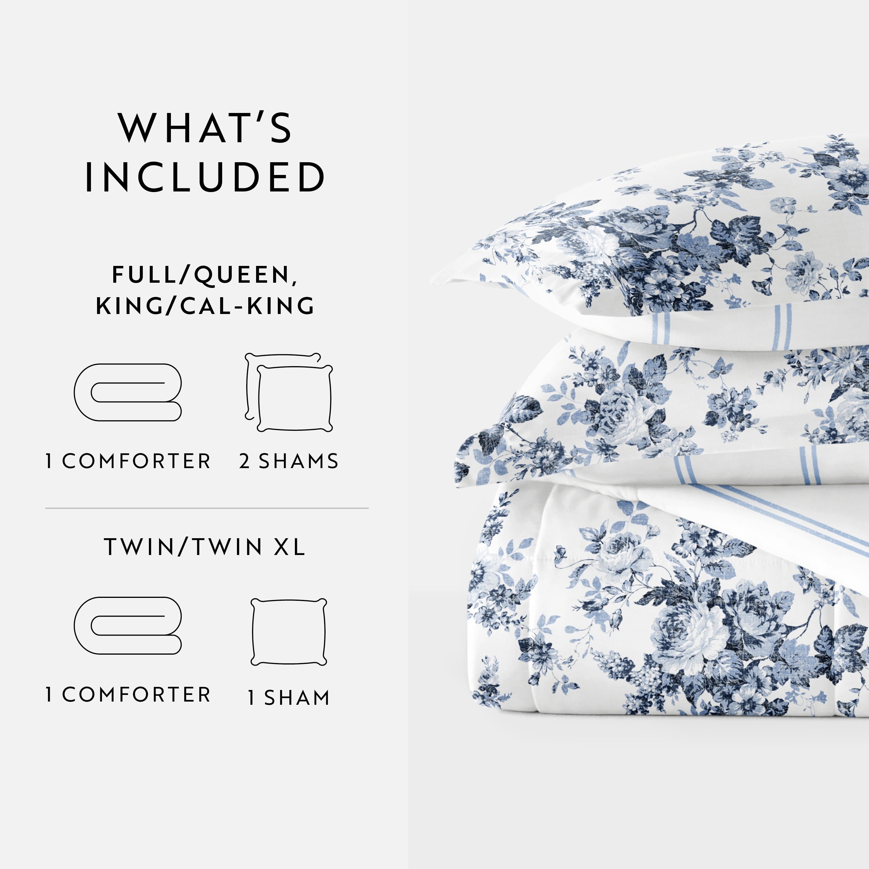 Hypoallergenic Cloud Down Alternative Cabbage Rose Stripe Stone Reversible Comforter Set - All-Season Down Alternative Comforter Insert Detail