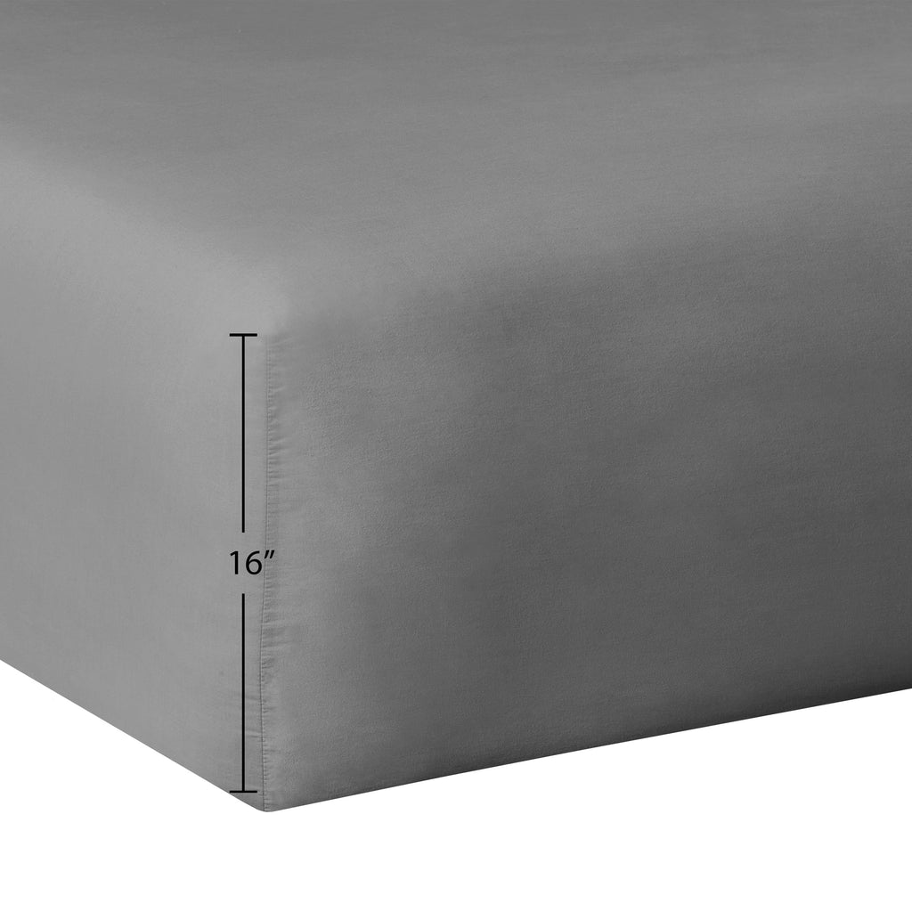 Premium Egyptian Cotton Solid Soothing-Gray Cotton Blend Fitted Sheet, Twin/Twin XL - Premium Ultra-Soft Pillowcase Pair for Sleeping Detail