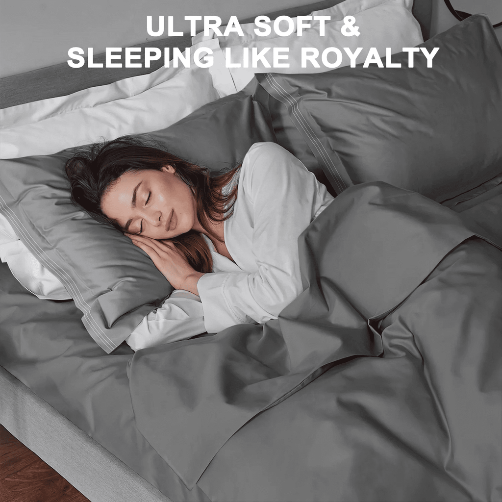 Breathable Luxury 4 Piece Bed Sheet Set, Queen Size Upgraded Cooling Deep Pocket Comfy Breathable Hotel Luxury Bedding, Extra Soft Wrin... - Cooling Hotel Quality Bedding Sheets and Pillowcases Detail