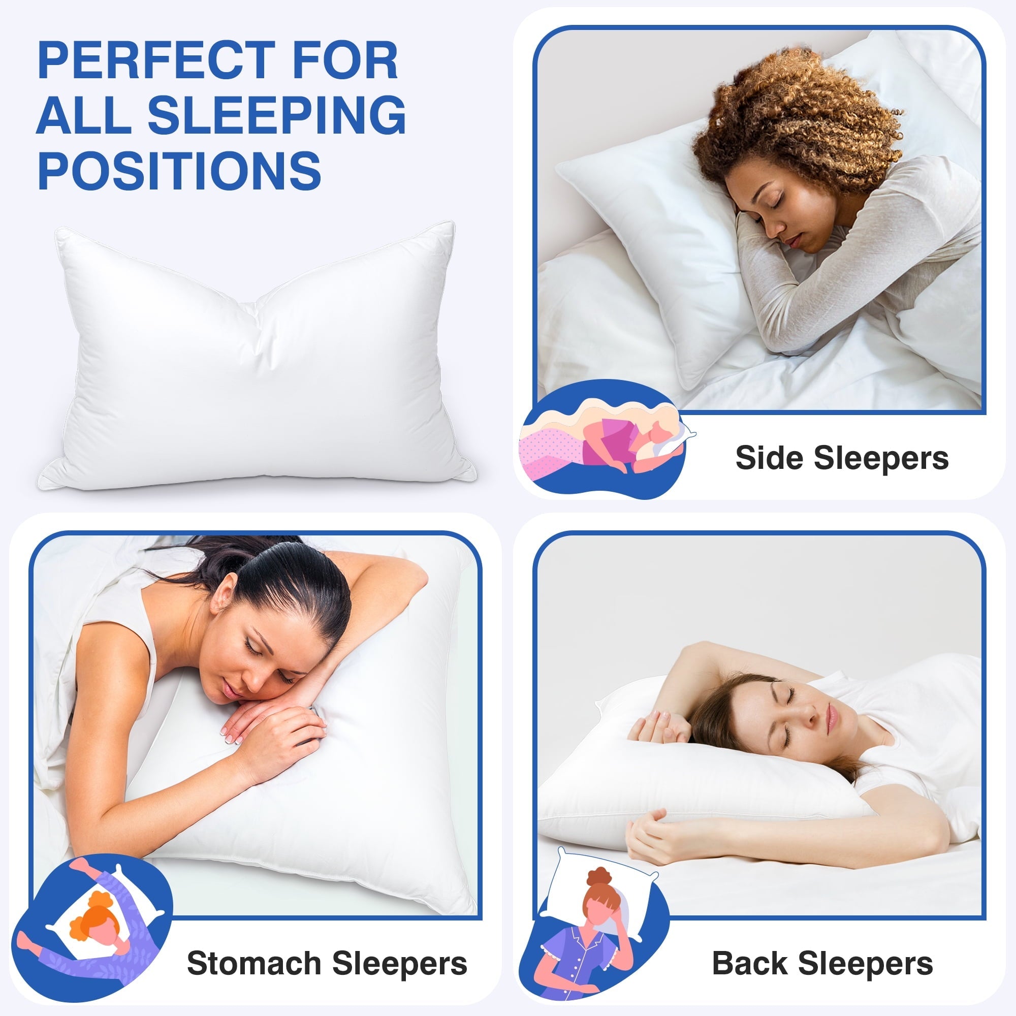 Orthopedic Support Pillows and Bed Pillows Queen Size for Sleeping,With 2 Set of Soft Cotton Cover- Pack of 2 - Ergonomic Memory Foam Pillow for Neck Pain Support Detail