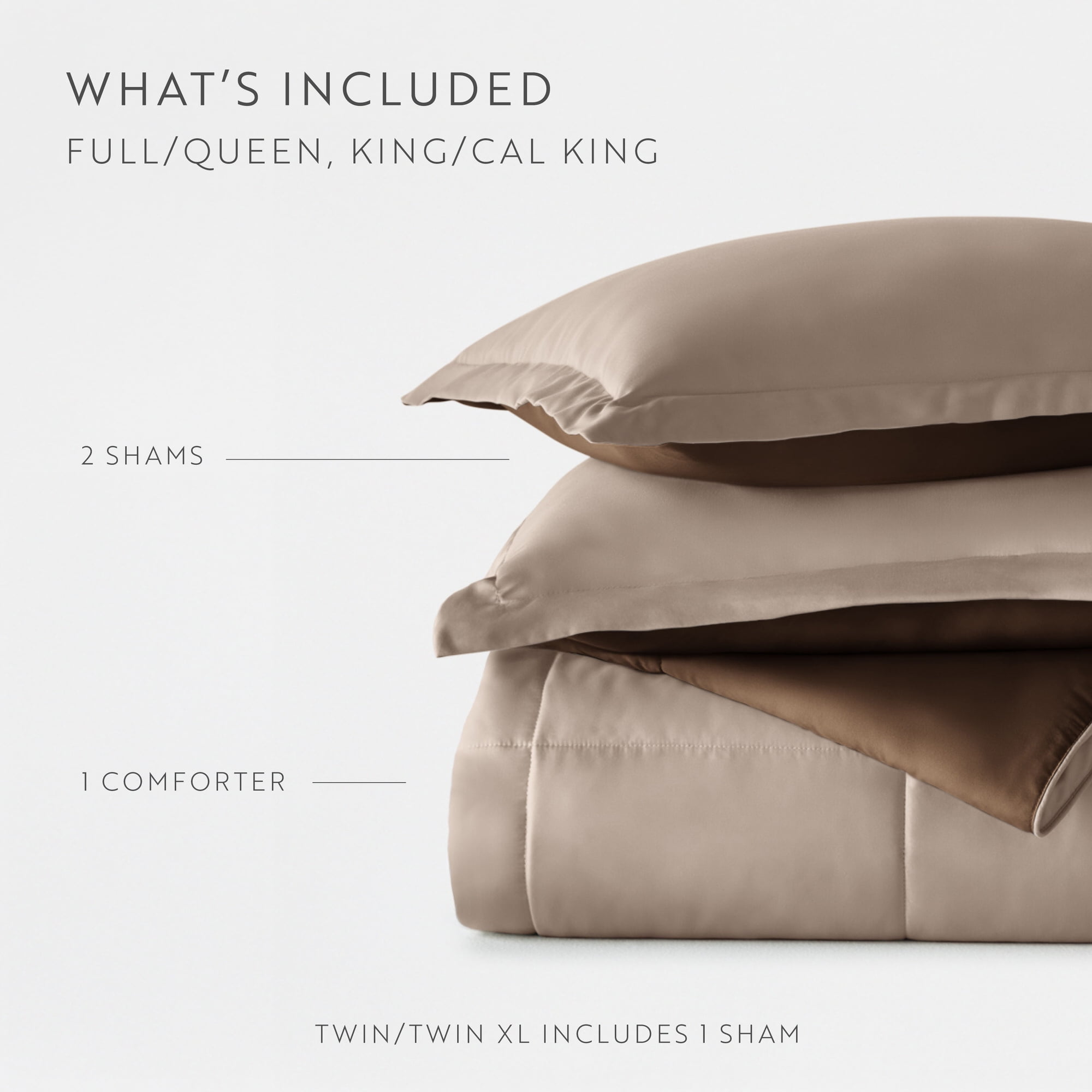 Fluffy Down Alternative All Season Reversible Comforter Set Breathable Cool in Taupe & Chocolate Brown Full/Queen Size Bedding - All-Season Down Alternative Comforter Insert Detail