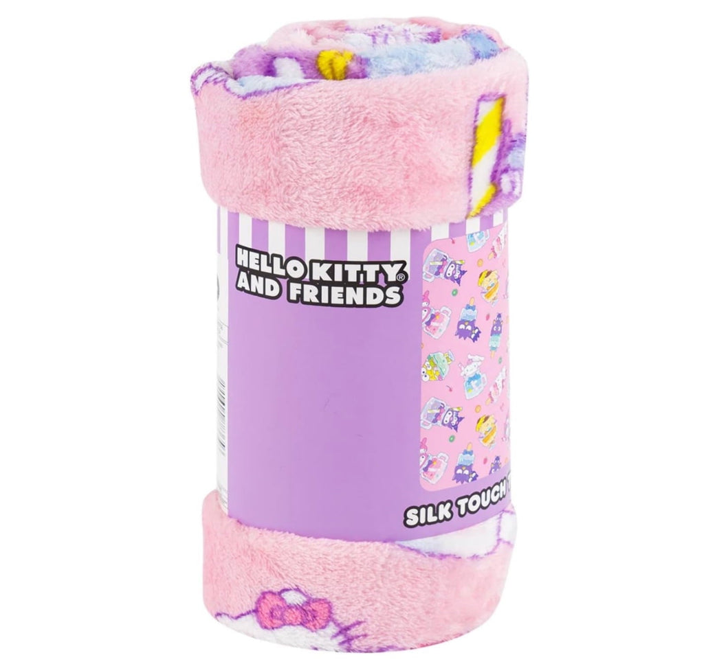 Lightweight Warm Hello Kitty Soft and Friends Silky Fleece Throw 40"x50" Kids Blanket "Cool Treat" - Cozy Fleece Throw Blanket for Couch & Bed Detail