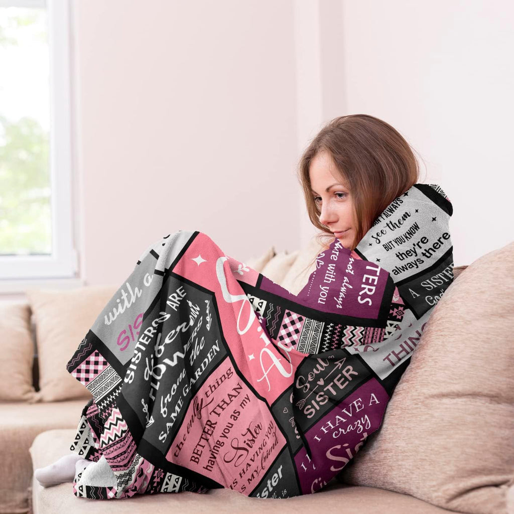 Cozy Fleece Sister Gifts , Sisters Birthday Gift Idea, Best Sister Ever Gift for Women, Birthday Gifts for Sisters, Sis Soft Thro... - Cozy Fleece Throw Blanket for Couch & Bed Detail