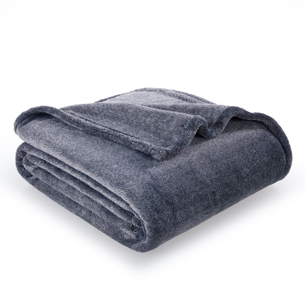 Reversible Sherpa Plush Heathered Soft Oversized Throw Blanket, Gray - Lightweight Plush Warm Blanket for All Seasons Detail