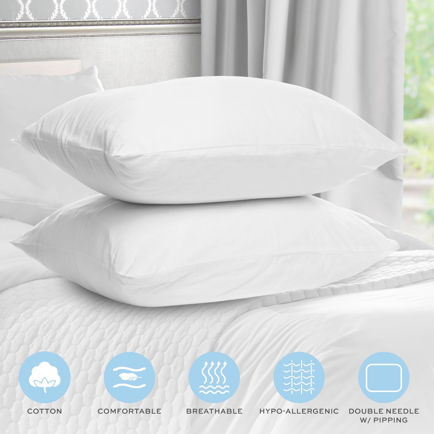Fluffy Shredded Bed Pillows for Sleeping 2 Pc Set, Queen Size Pillow Side Sleeper Set, Down Alternative Luxury Hotel Soft Pillow 28x2... - Ergonomic Memory Foam Pillow for Neck Pain Support Detail