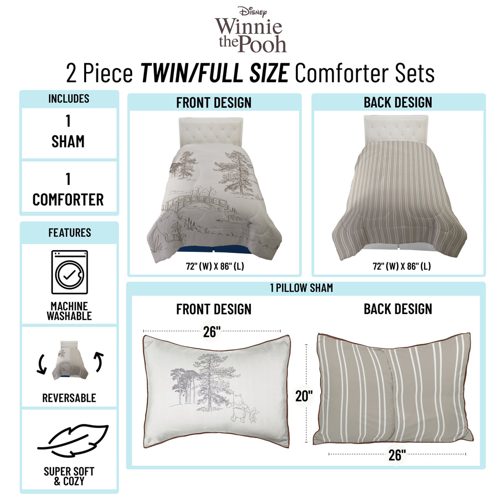 Luxurious Quilted Kids 2 Piece Khaki Comforter and Sham Bedding Set, Twin/Full - All-Season Down Alternative Comforter Insert Detail
