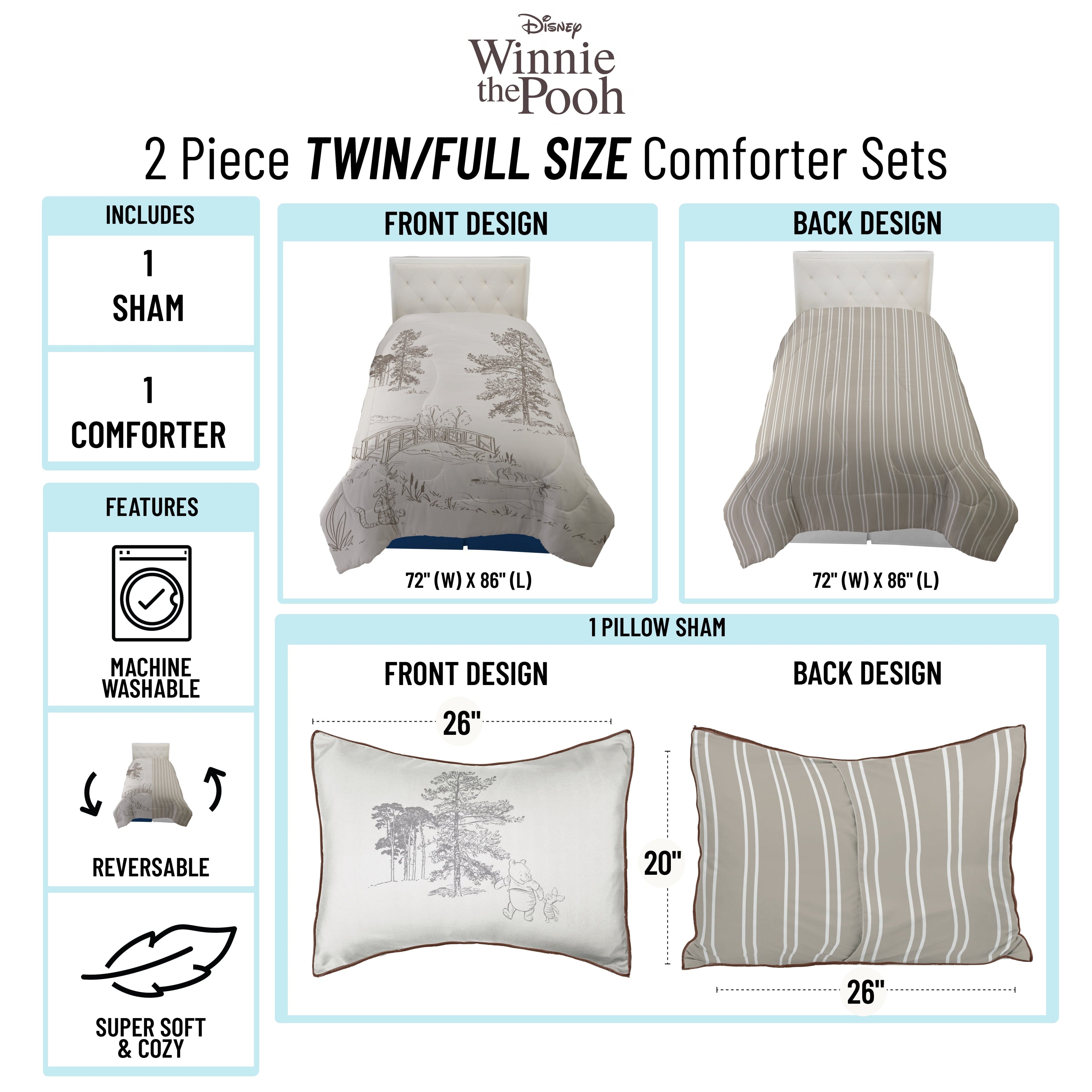 Luxurious Quilted Kids 2 Piece Khaki Comforter and Sham Bedding Set, Twin/Full - All-Season Down Alternative Comforter Insert Detail