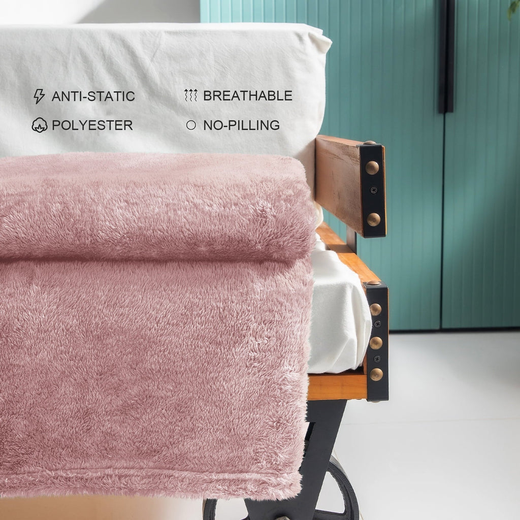 Cozy Fleece Plush Fuzzy Large Fleece Throw Blanket (50" x 70", Dusty Pink)- Soft, Warm and Lightweight - Cozy Fleece Throw Blanket for Couch & Bed Detail