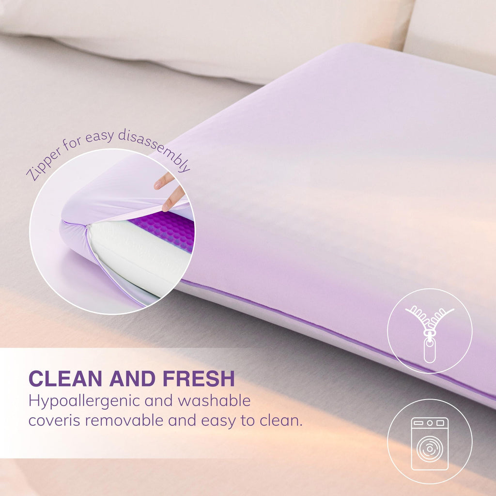 Hotel Collection Memory Foam Pillow, Cooling Gel Bed Pillow, Queen, Purple - Ergonomic Memory Foam Pillow for Neck Pain Support Detail