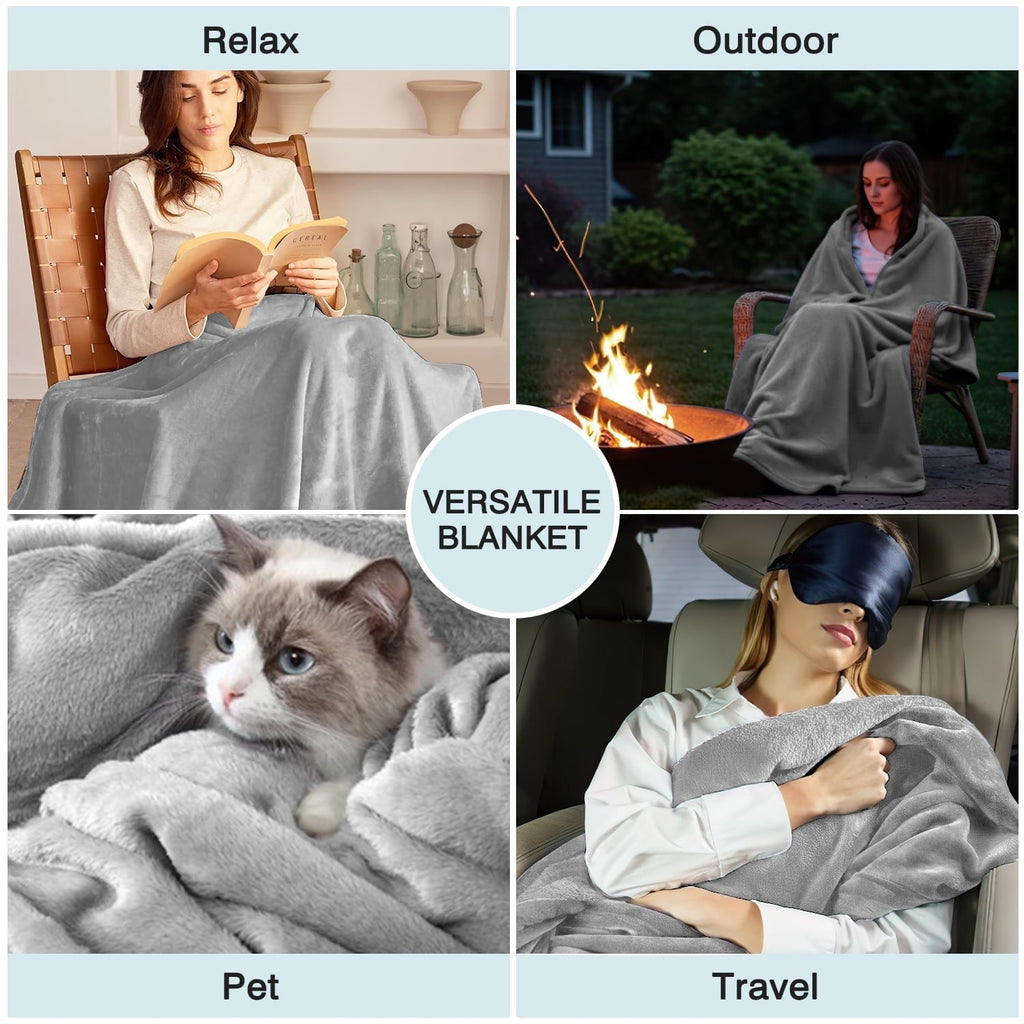 Reversible Sherpa Twin Size Blanket for Bed, 60x80inch Super Cozy Soft Bed Blanket for Sleep Snap, Lightweight Reversible Blankets and ... - Lightweight Plush Warm Blanket for All Seasons Detail