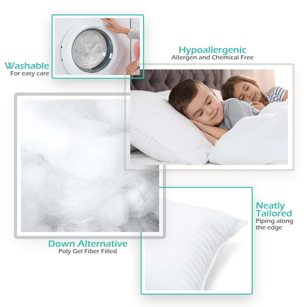 Decorative Plump Down Alternative Pillow, Stanard/Queen Pillows for Bed, Soft Supportive Hotel Quality Pillows - Orthopedic Shredded Foam Bed Pillow Set Detail