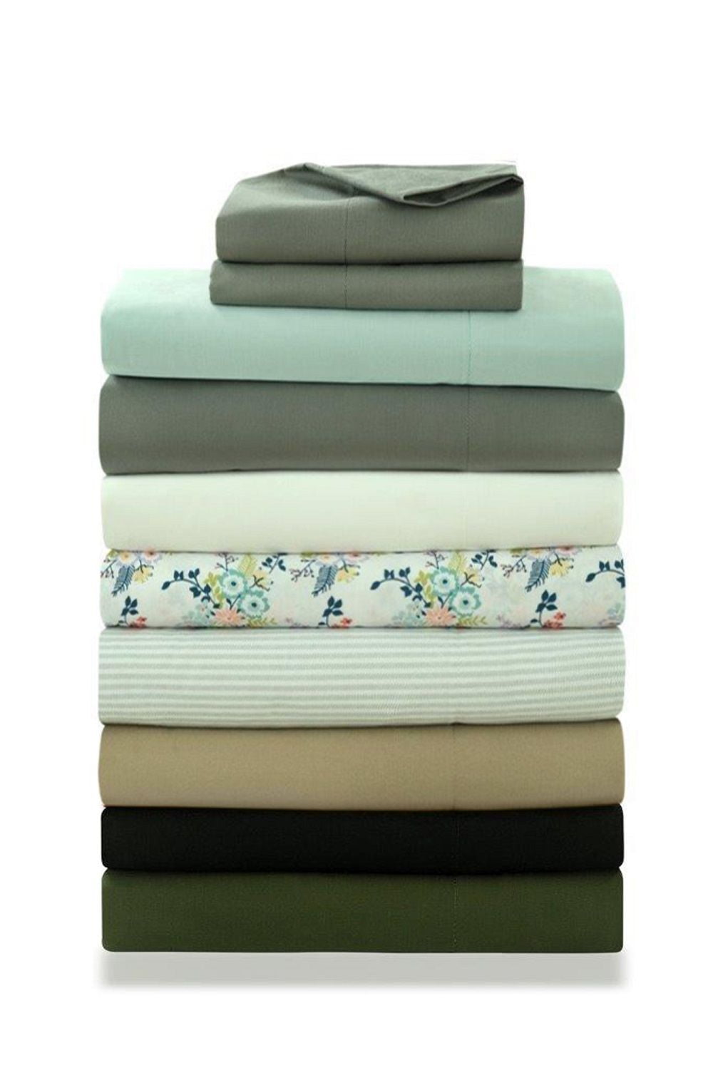 Premium Egyptian Cotton Easy Care 300 Thread Count Cotton Rich Percale Sheet Set, King, Grey Stripes - Premium Ultra-Soft Pillowcase Pair for Sleeping Detail