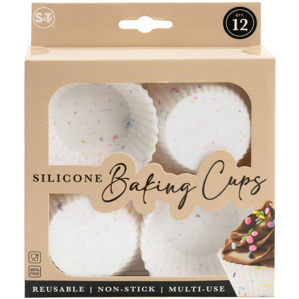 Multi-Functional Reusable Non-Stick Silicone Baking Cups (12 Pack) - Standard Size - Confetti - Innovative Kitchen Helper for Modern Cooking Detail