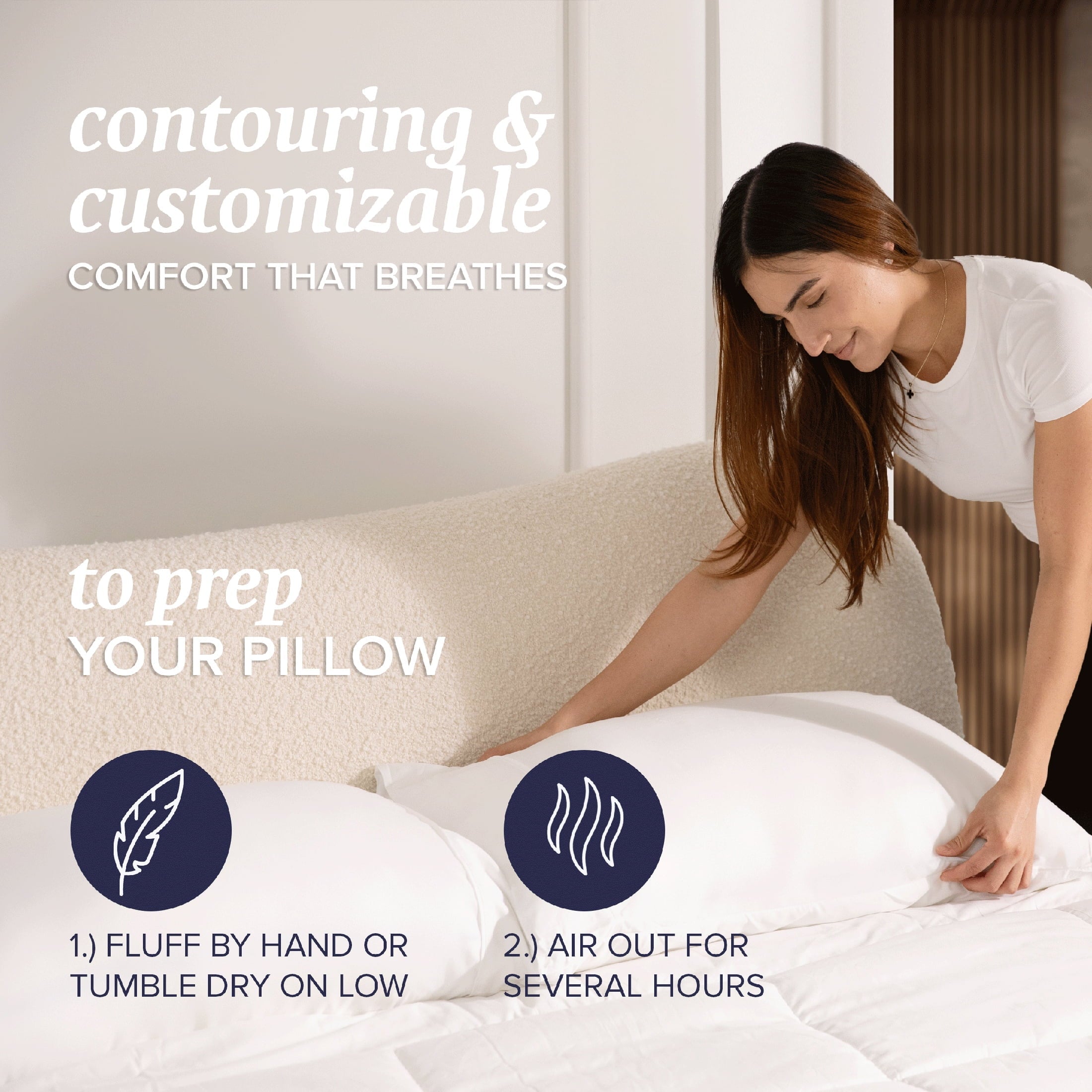 Ergonomic Memory Foam Customizable Memory Foam Queen Pillow 1Pack, Adult - Orthopedic Shredded Foam Bed Pillow Set Detail