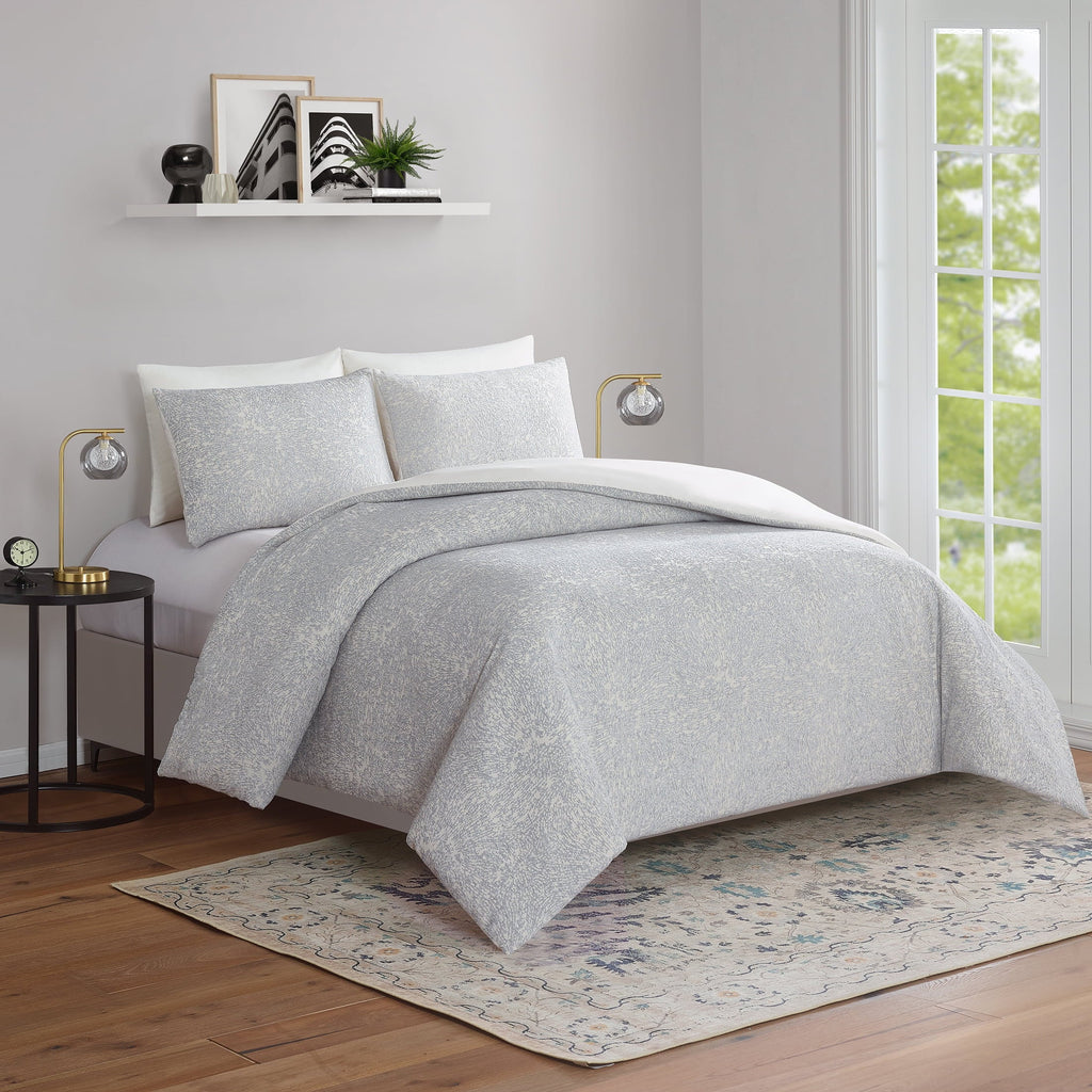 All-Season Better Homes & Garden Grey Chenille 3-Piece Comforter Set, Full/Queen, All Ages - Luxurious Quilted Duvet Cover Set Detail