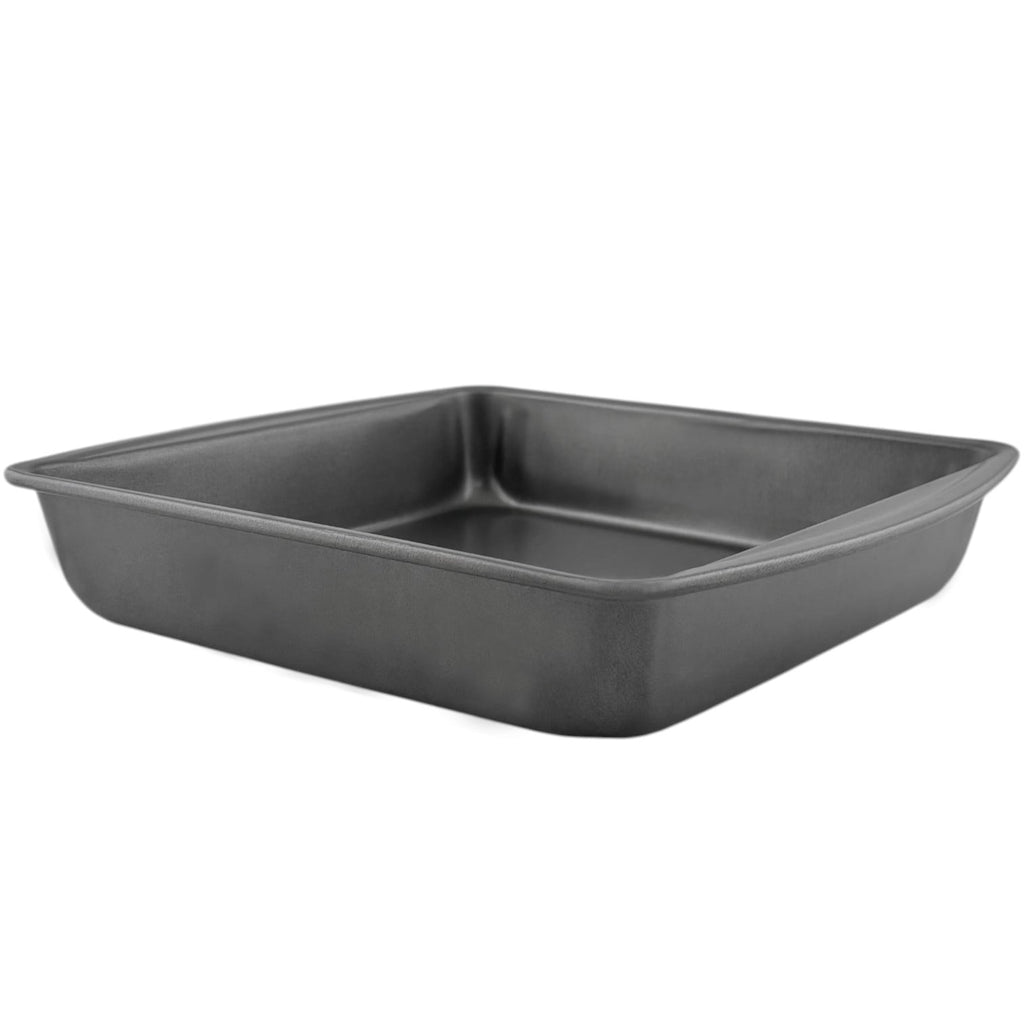 Ergonomic Manual 9" x 9" x 2" Nonstick Square Cake Pan, Gray - Premium Stainless Steel Garlic Presser & Peeler Detail
