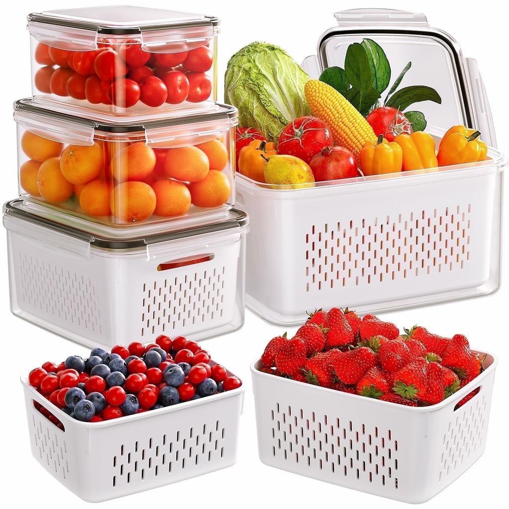 Deliciously Squishy 5 Pack Fruit Storage Containers for Fridge with Removable Colanders and Lids, 5 in 1 Leakproof Fridge Organizer Bins ... - Squishy Dohnut Sweet Treat Shaped Stress Toy - Default Title