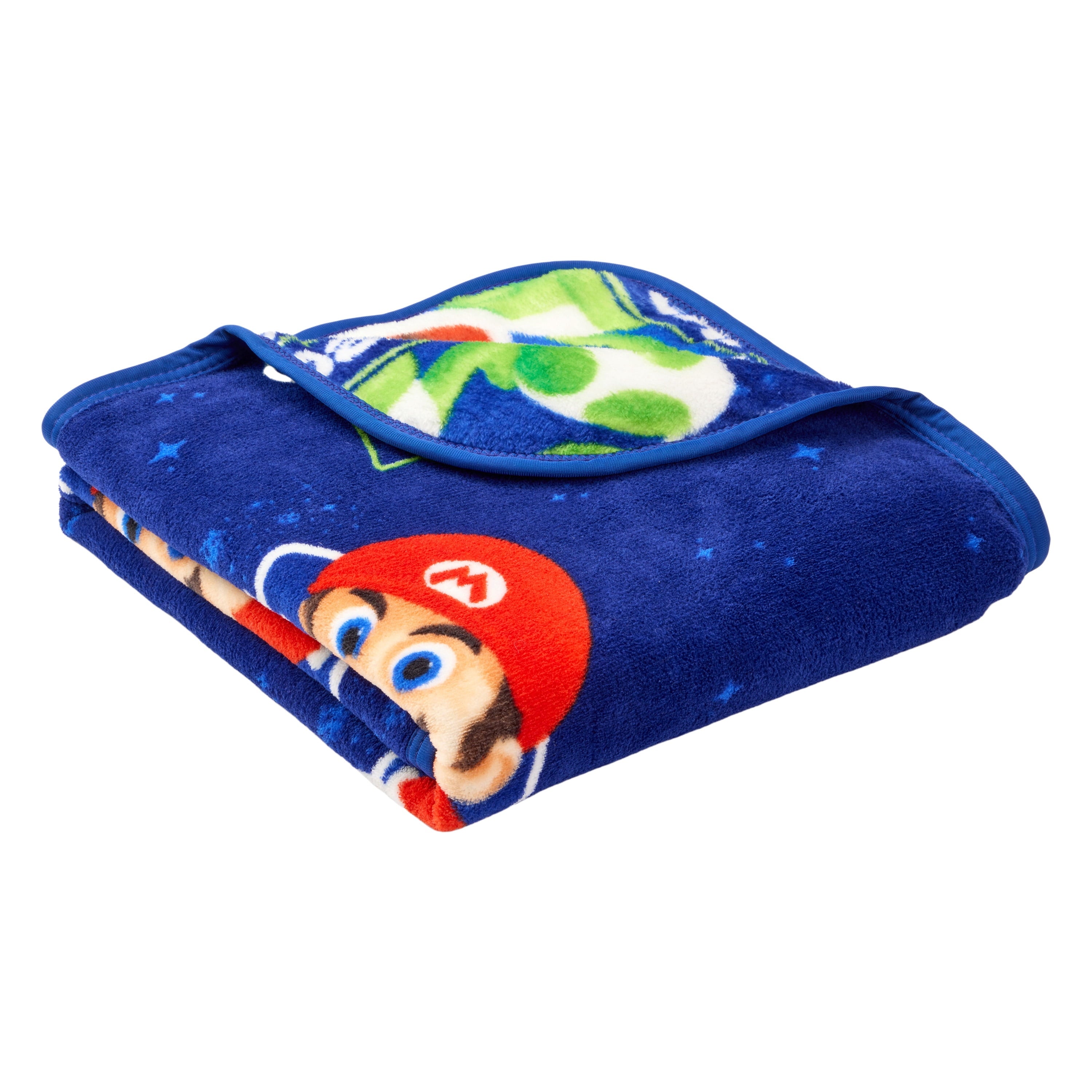 Decorative Knitted Galaxy Movie Kids Blue Print Fleece Throw Blanket, 46 x 60 - Super Soft Reversible Sherpa Flannel Blanket Detail