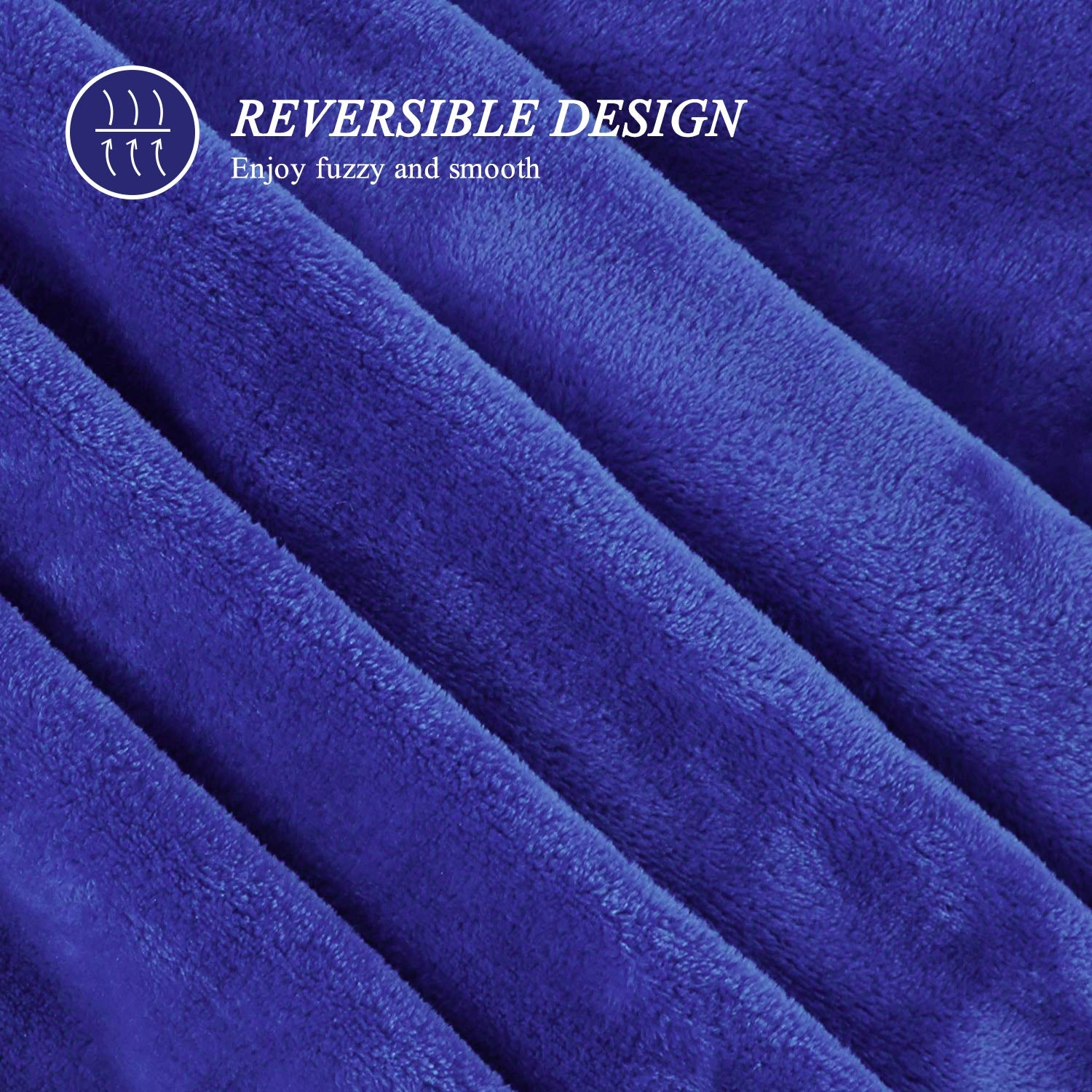 Cozy Fleece Large Navy Fleece Throw Blankets, Throw Size Soft Fuzzy Blanket for Women Men and s, All Season Lightweight Microfibe... - Super Soft Reversible Sherpa Flannel Blanket Detail