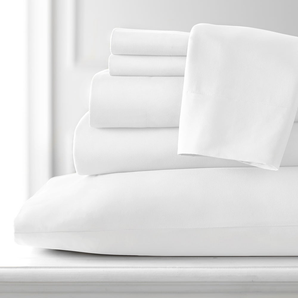 Cooling Sateen Hotel Collection Rayon derived - 6 Piece, Queen, White - Luxury Bed Sheet Set with Deep Pockets Detail