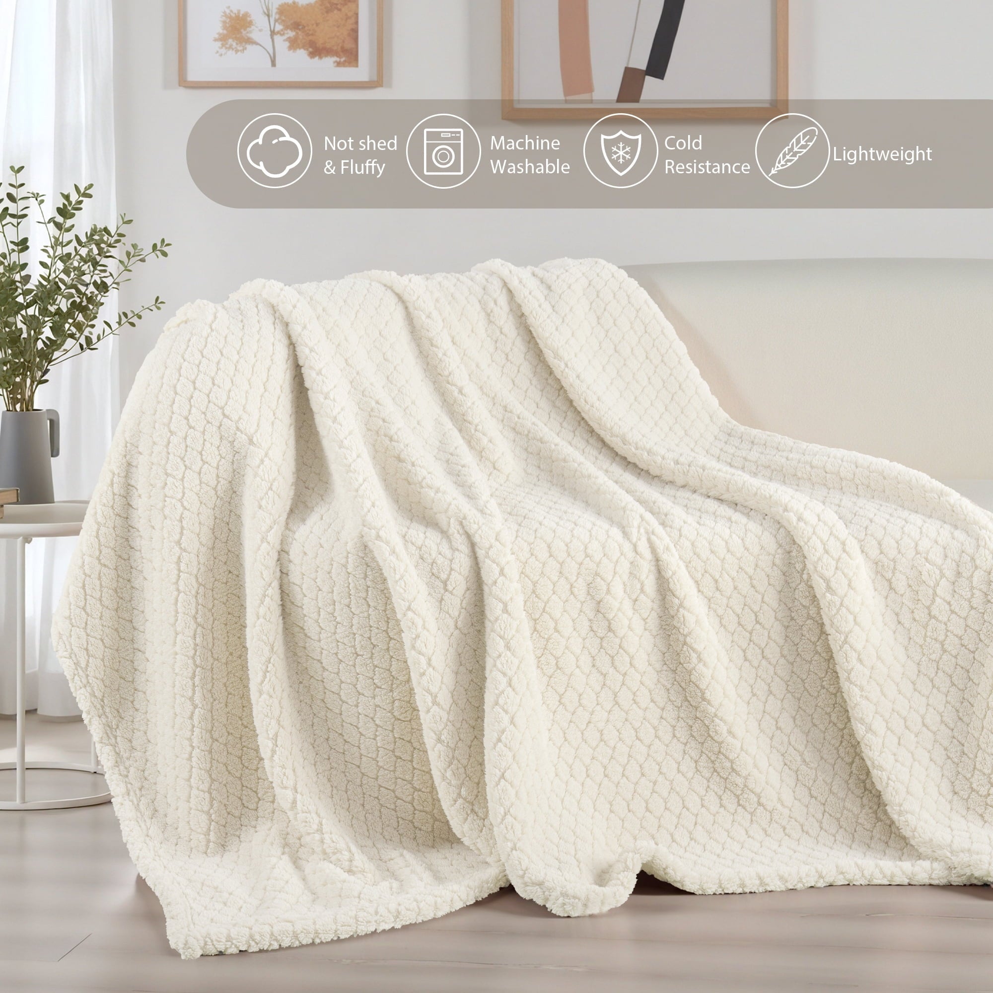 Super Soft Flannel Fleece Throw Blanket for Couch, Super Soft Jacquard Bed Blanket, Lightweight Fuzzy Warm for All Seasons, 50x60 Inches... - Luxury Knitted Decorative Throw Blanket with Fringes Detail