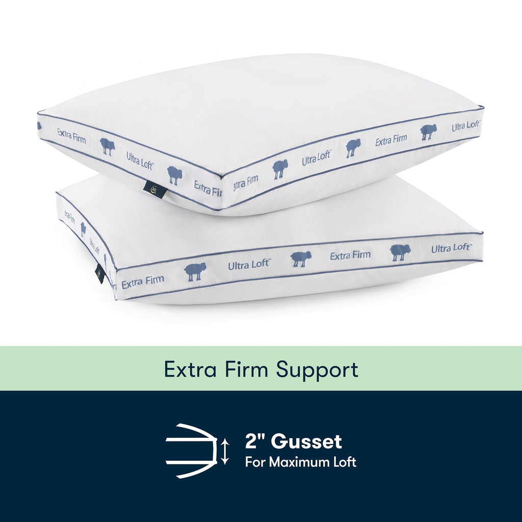 Orthopedic Support Ultra Loft Standard/Queen Bed Pillow, Extra Firm Support - Orthopedic Shredded Foam Bed Pillow Set Detail