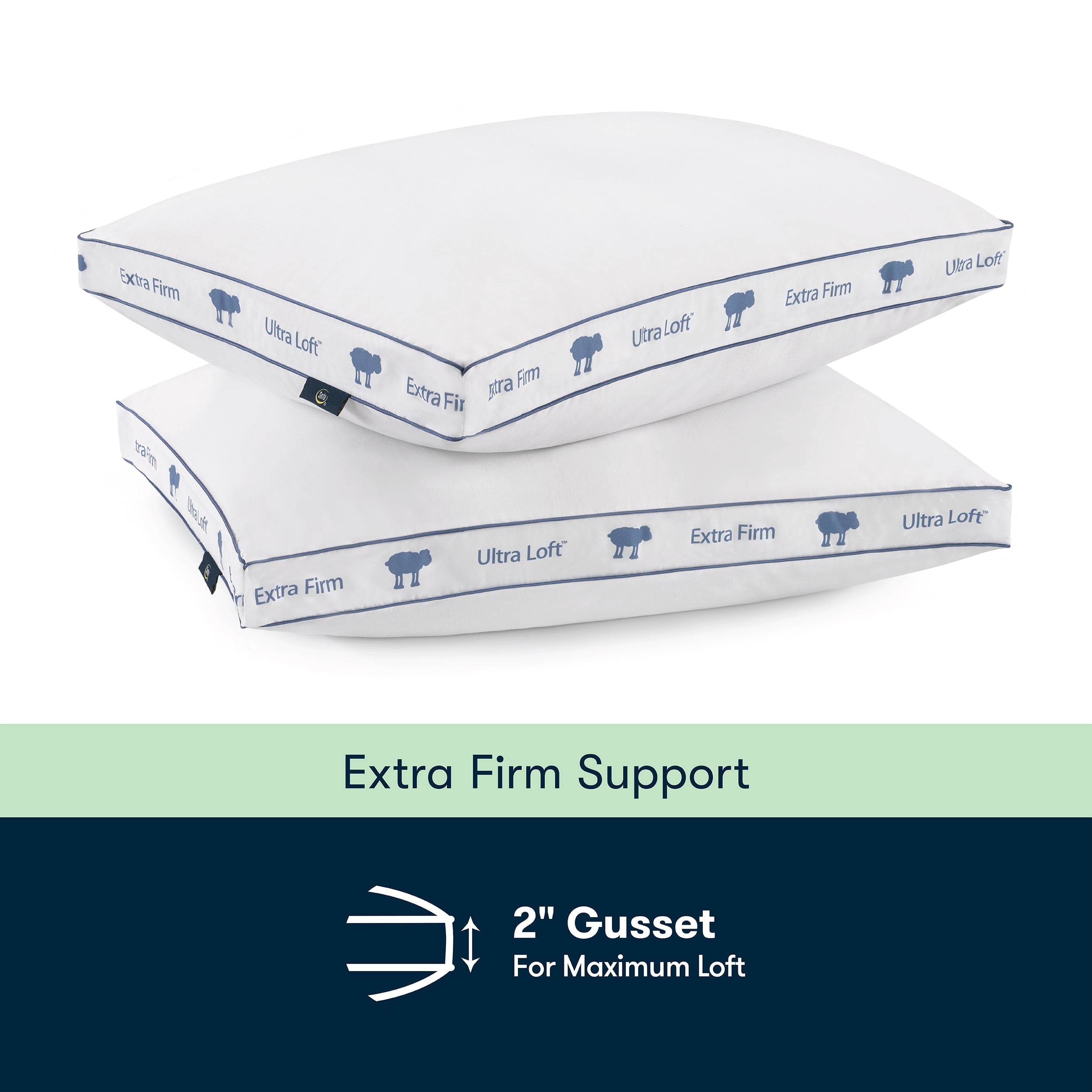 Orthopedic Support Ultra Loft Standard/Queen Bed Pillow, Extra Firm Support - Orthopedic Shredded Foam Bed Pillow Set Detail