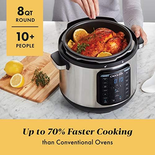 Multi-Functional Electric Crock-Pot 8 Quart Express Crock Multi-Use Pressure Cooker S05K - Heavy-Duty Stainless Steel Speed-Cooking Pot Detail