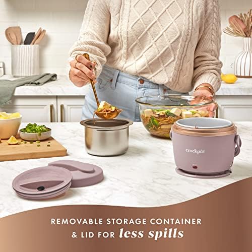 Mini Personal Crock-Pot Electric Lunch Box Food Warmer 20oz – Blush Pink S18G - Leak-Proof Heated Bento Box Lunch Warmer Detail
