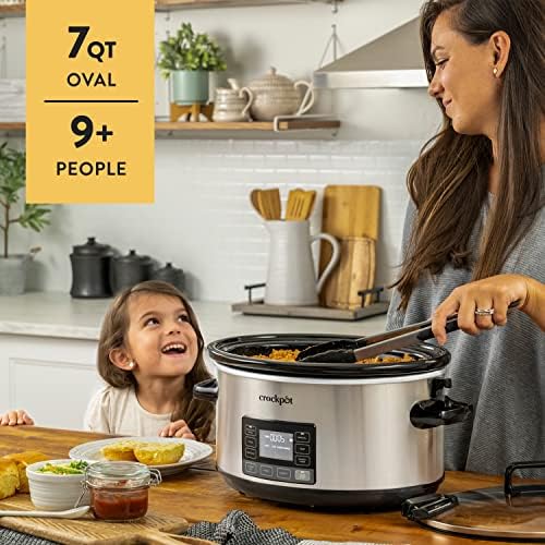 Programmable Crock-Pot 7 Quart Portable Programmable Slow Cooker with Timer S27U - Stainless Steel Slow Cooker with Locking Lid Detail