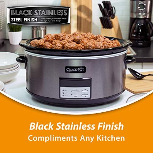 Digital Control Crock-Pot 8 Quart Programmable Slow Cooker with Auto Warm S28G - Stainless Steel Slow Cooker with Locking Lid Detail